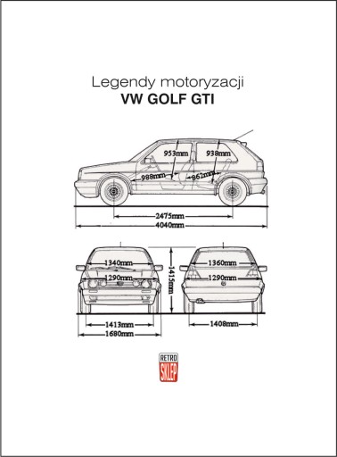 Plakat LEGENDY MOTORYZACJI GOLF 2 GTI Format A3