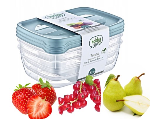POJEMNIK NA ŻYWNOŚĆ ZESTAW 3 SZT 2L 2000ML KOMPLET