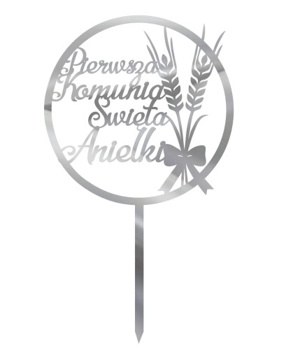 Topper Pierwsza Komunia Święta- srebrny TKS-13A