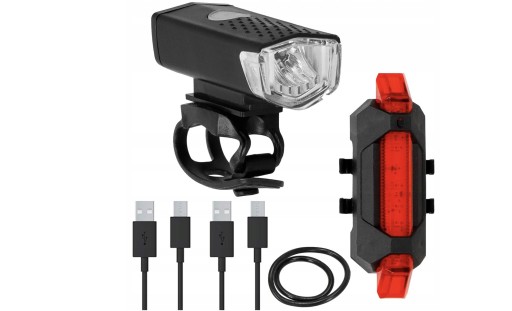 ZESTAW LAMPEK ROWEROWYCH PRZÓD TYŁ LED USB