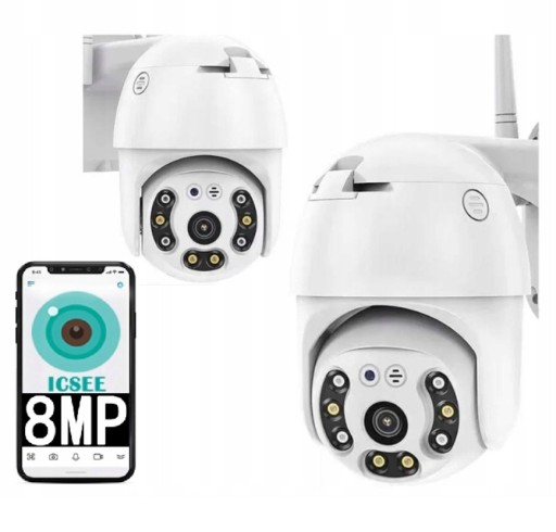 KAMERA ZEWNĘTRZNA WIFI 8MP OBROTOWA 4X ZOOM ICSEE