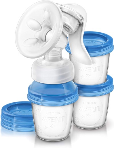 Philips Avent SCF330/13 laktator ręczny z butelką i smoczkiem + 2 pojemniki