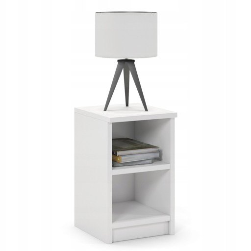 Szafka Nocna Biała Dwie Półki Otwarta 45 cm x 30 cm Stolik Nocny Szafka