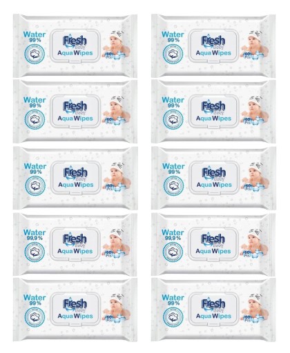ORYGINALNE - Fresh Aqua Wipes - Chusteczki wodne nawilżane - 10x60 szt.