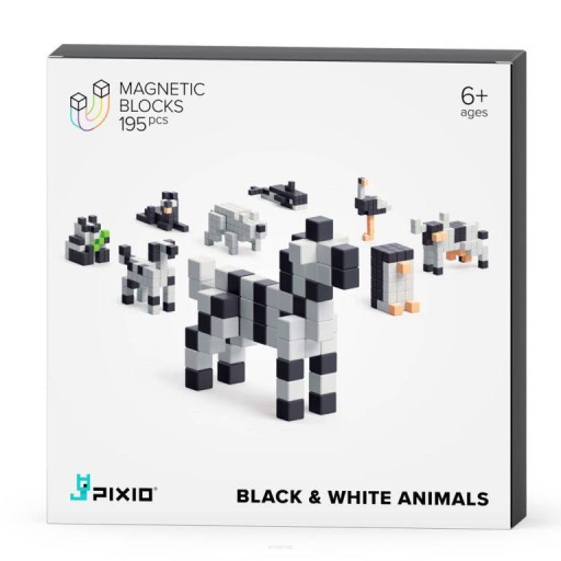 KLOCKI MAGNETYCZNE PIXIO BLACK & WHITE ANIMALS