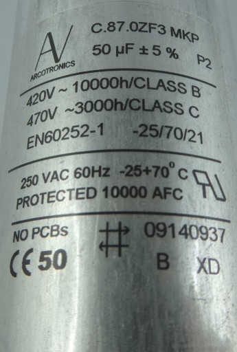 Arcotronics 470V 50uF 5% C87 rozruchowy
