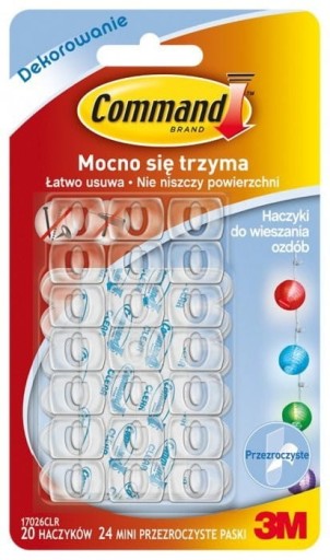 Przezroczyste haczyki 3M COMMAND do wieszania ozdób 17026CLR PL
