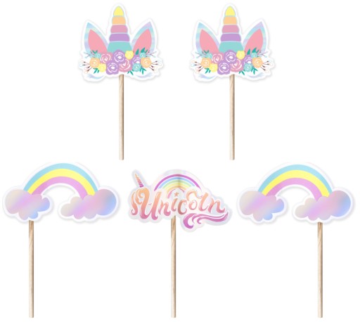 TOPPERY PIKERY DO BABECZEK JEDNOROŻEC UNICORN 5SZT