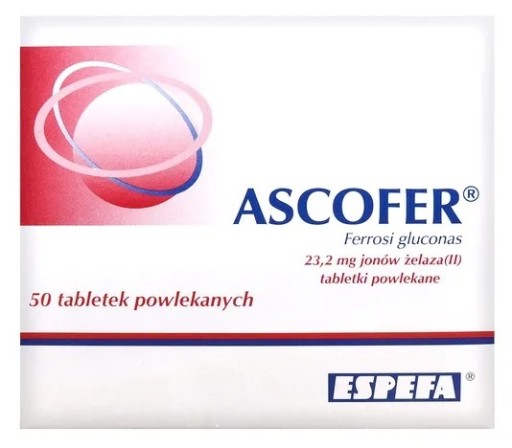 ASCOFER 200 mg żelazo anemia lek 50 tabletek
