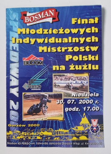 PROGRAM FINAŁ MŁODZIEŻ. IND.MISTRZOSTW POLSKI 2000