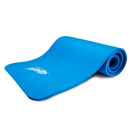 Gruba antypoślizgowa mata fitness NBR ALLRIGHT 140x60x1cm NIEBIESKA
