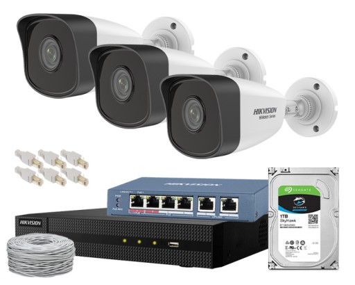 ZESTAW 3 KAMERY HIKVISION MONITORING CCTV DO DOMU