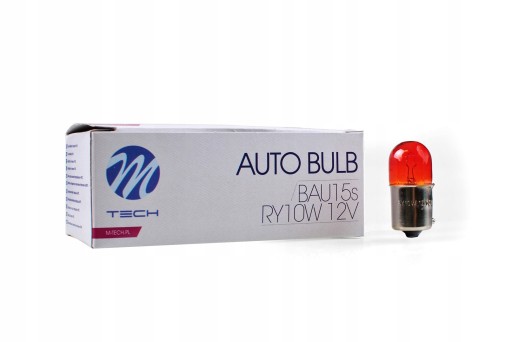Żarówka 10szt. M-TECH RY10W 12V 10W BAU15s AMBER