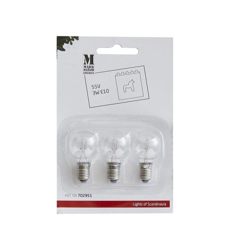 Blister x3 55V 3W E10 RESERVLAMPA 702951 Markslojd