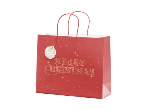 TOREBKA na prezenty MERRY CHRISTMAS czerwona 1szt
