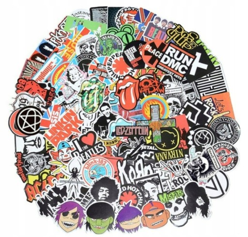 Zestaw Naklejek Sticker Bomb Wlepy Zespoły Rockowe
