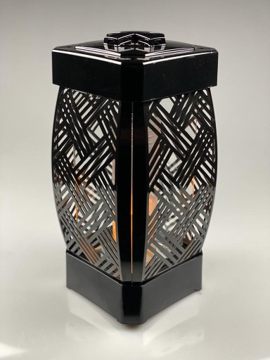 LAMPION ZNICZ na grób GLAMOUR RATTAN CZARNY 25cm