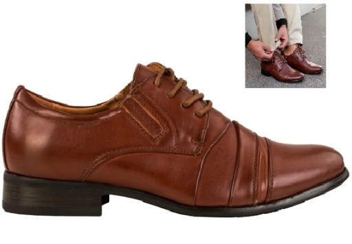 Komunia Wesele Buty Młodzieżowe Eleganckie Wizytowe Pantofelki Brązowe r41