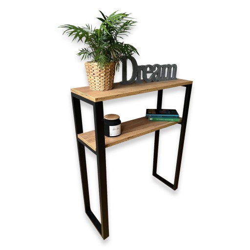 Konsolka, Konsola, Toaletka LOFT 80x25x87 z półką profil 4x2 czarny