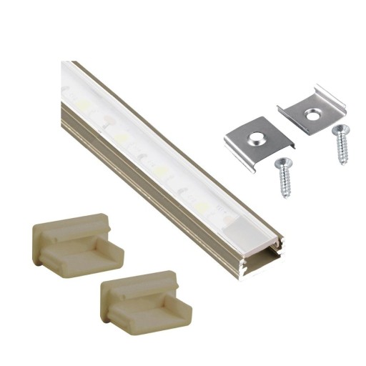 Profil LED Aluminiowy do Taśm 10mm Nawierzch Mleczny Klosz 1m Szampański