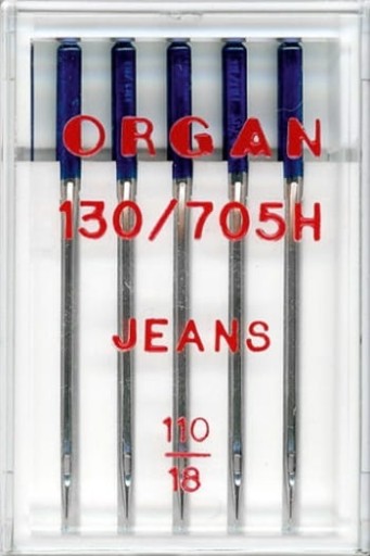 Igły półpłaskie do maszyn domowych ORGAN 130/705H do jeansu zestaw 5x110