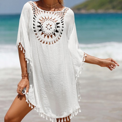 TUNIKA BOHO NA PLAŻĘ ZWIEWNA LUŹNA NARZUTKA PAREO, uniwersalny