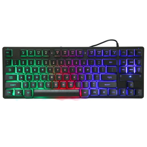 wired gaming keyboard 87 keys ergonomic color backlit design desktop notebo
