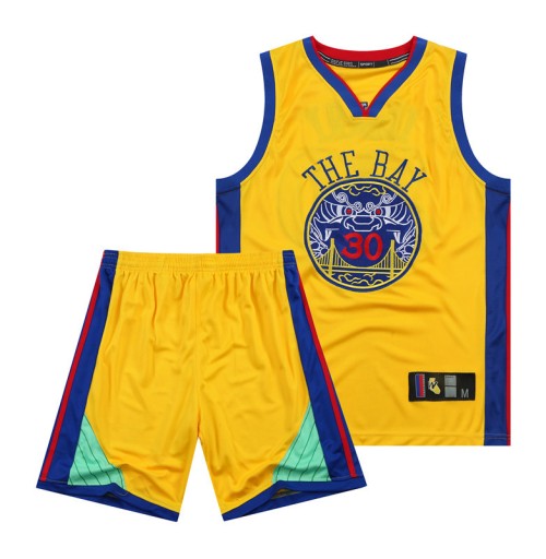 Strój do koszykówek z haftowanej koszulki Warriors Curry City Edition