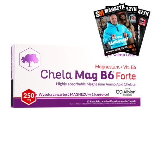 OLIMP CHELA MAG B6 FORTE 60 KAP MAGNEZ NA MIĘŚNIE ZMĘCZENIE UKŁAD NERWOWY