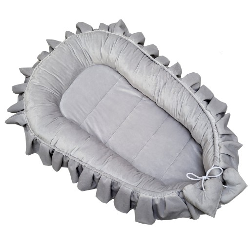 EDISA - Kokon niemowlęcy gniazdko 90X50 VELVET falbanka + materacyk