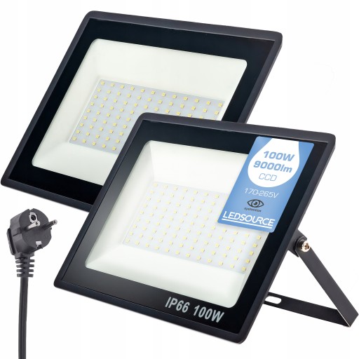 Halogen NAŚWIETLACZ LED 2x 100W 9000lm wtyczka