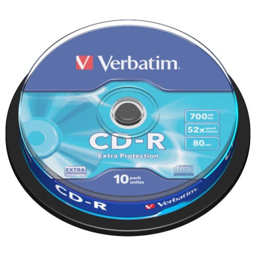 PŁYTA VERBATIM CD-R , 700MB, PRĘDKOŚĆ 52X, CAKE 10
