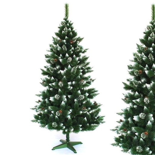 CHOINKA SZTUCZNA OŚNIEŻONA Z SZYSZKAMI DIAMENTOWA 220 cm