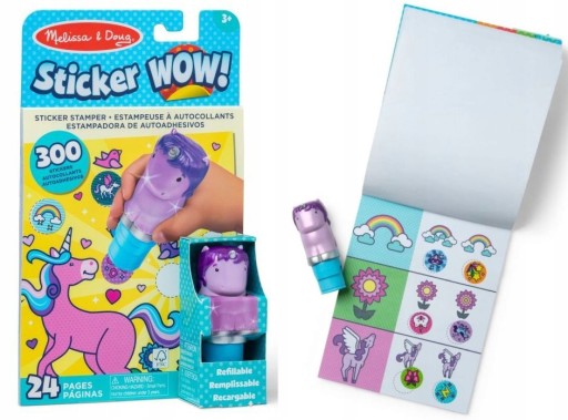 Sticker WOW Stempelki naklejkami jednorożec zestaw 300szt naklejek książka