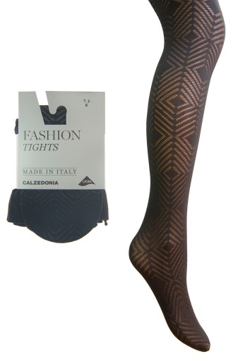 CALZEDONIA rajstopy czarne wzorzyste 2 S