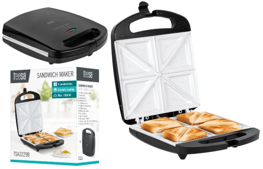 OPIEKACZ DO KANAPEK XXL TEESA CERAMICZNY SANDWICH TOSTER 4 KANAPKI MOCNY