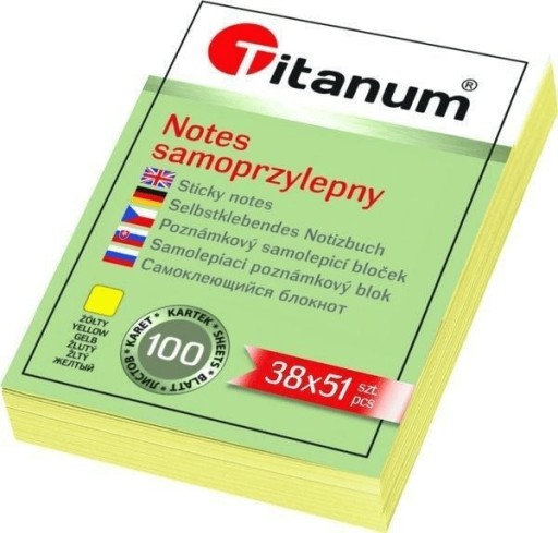 Notes samoprzylepny 38x51mm 100K żółty