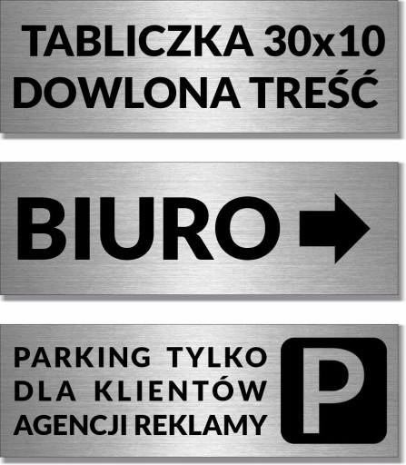 DOWOLNA TWOJA TREŚĆ tabliczka tablica ALU 30x10 cm