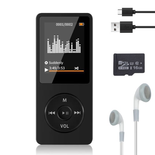 ODTWARZACZ MP4 MP3 BLUETOOTH 5.0 HiFi RADIO FM 16GB SŁUCHAWKI
