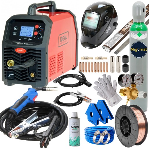 PÓŁAUTOMAT SPAWALNICZY SPAWARKA IDEAL TECNOMIG 205 LCD V2 SYNERGIA 3W1 200A
