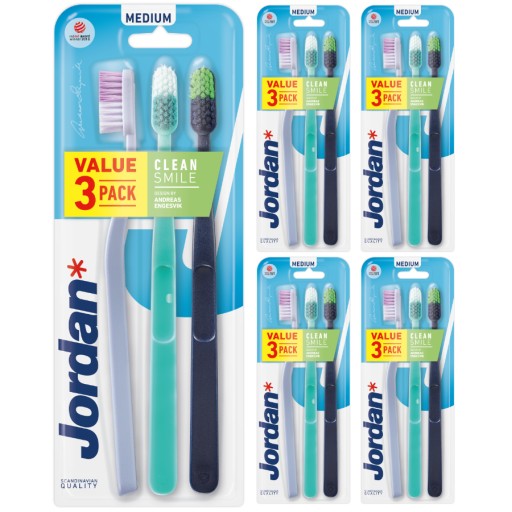 Szczoteczka Manualna do Zębów Jordan Clean Smile Medium 5x3-pack
