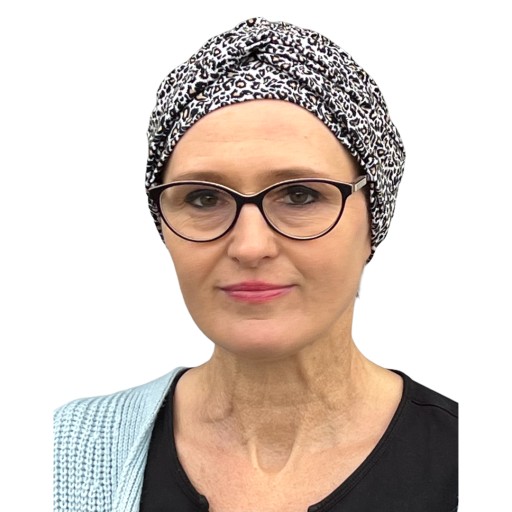 Gotowa chusta na głowę turban Sara panterka z bambusa dla każdej kobiety
