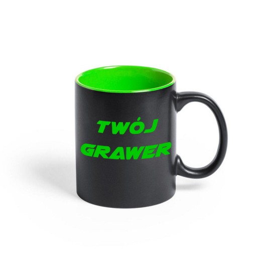 KUBEK CERAMICZNY ZIELONY ŚRODEK 350 ML Z GRAWEREM