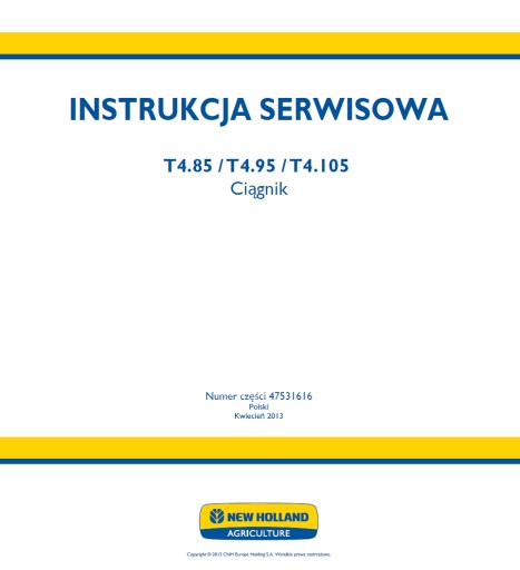 NEW HOLLAND T4.85 T4.95 T4.105 instrukcja napraw po Polsku