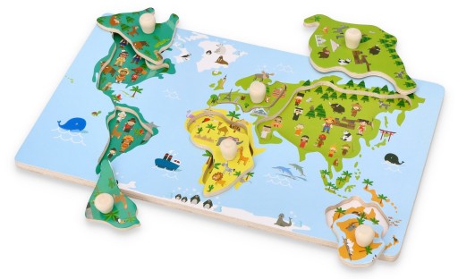Mapa świata Układanka z drewna dla dzieci Adamtoys Zabawka edukacyjna