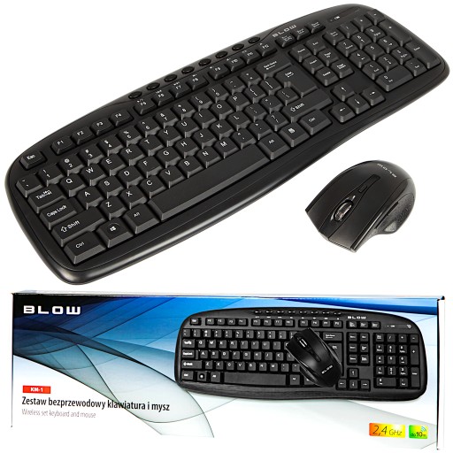 ZESTAW KLAWIATURA BEZPRZEWODOWA + MYSZ USB QWERTY DO BIURO DOM SZKOŁA