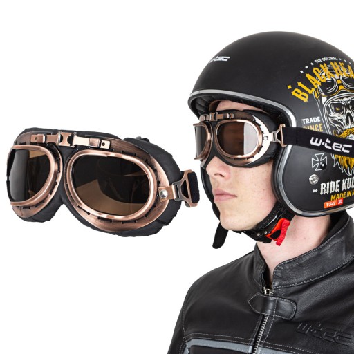 Gogle motocyklowe vintage W-TEC Steamrust + etui