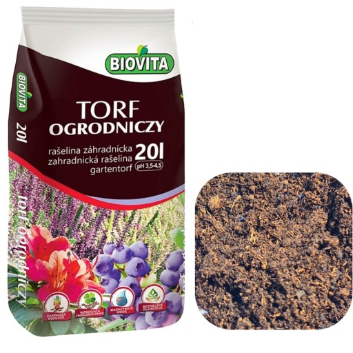 TORF NATURALNY KWAŚNY ziemia podłoże 20L sphagnum