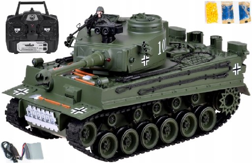 Czołg zdalnie sterowany DUŻY German Tiger PILOT AKUMULATOREK KULKI STRZELA