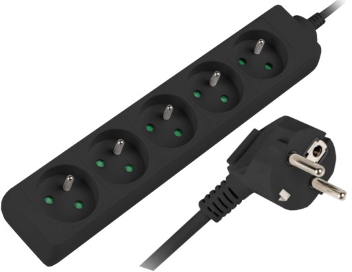 Przedłużacz Listwa zasilająca Sieciowa 230V 3m Czarna Kabel Miedź 100%